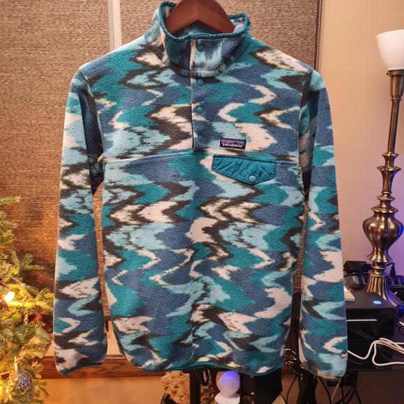 Patagonia Synchilla Snap-T Pullover Women's Trout Tales Elwha Blue Size S - Picture 2 of 15